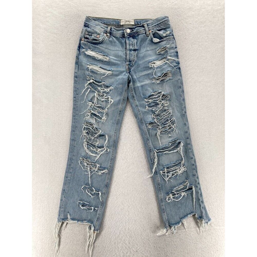 Free People We The Free Women's 25 Medium Wash Blue Distressed Denim Jeans